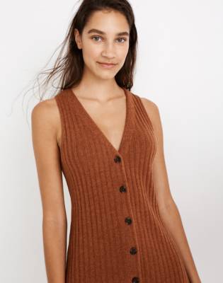 Button-Front Tank Sweater Dress